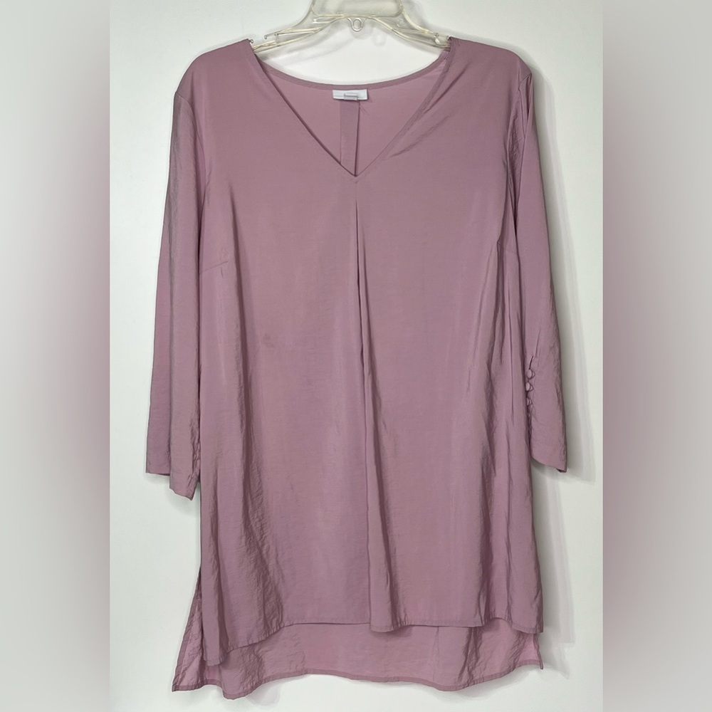 J.Jill Flowy Hi Low V Neck 3/4 Sleeve Light Mauve Women's Large‎